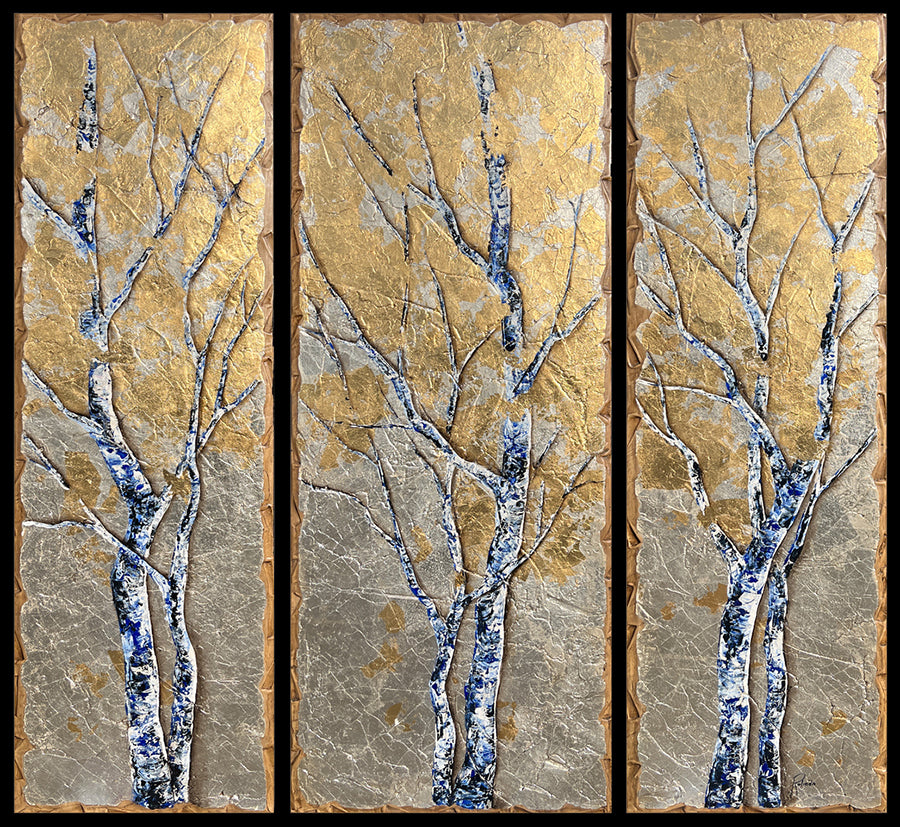 Ask-Me-To-Dance-Rolinda-Stotts-bella-rotta-silver-gold-leaf-aspen-painting