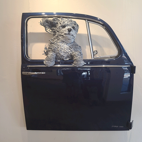 Good Dog in Navy Door
