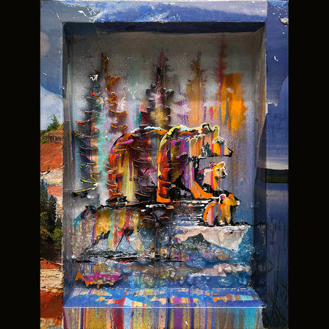 Miniature Series - 2W13006 - Bears on Lake