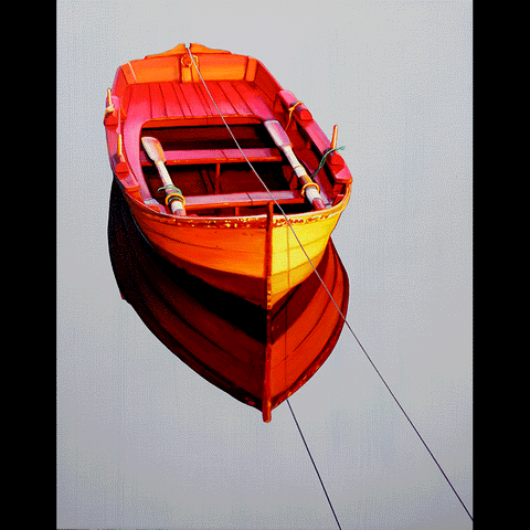 Red and Yellow Skiff