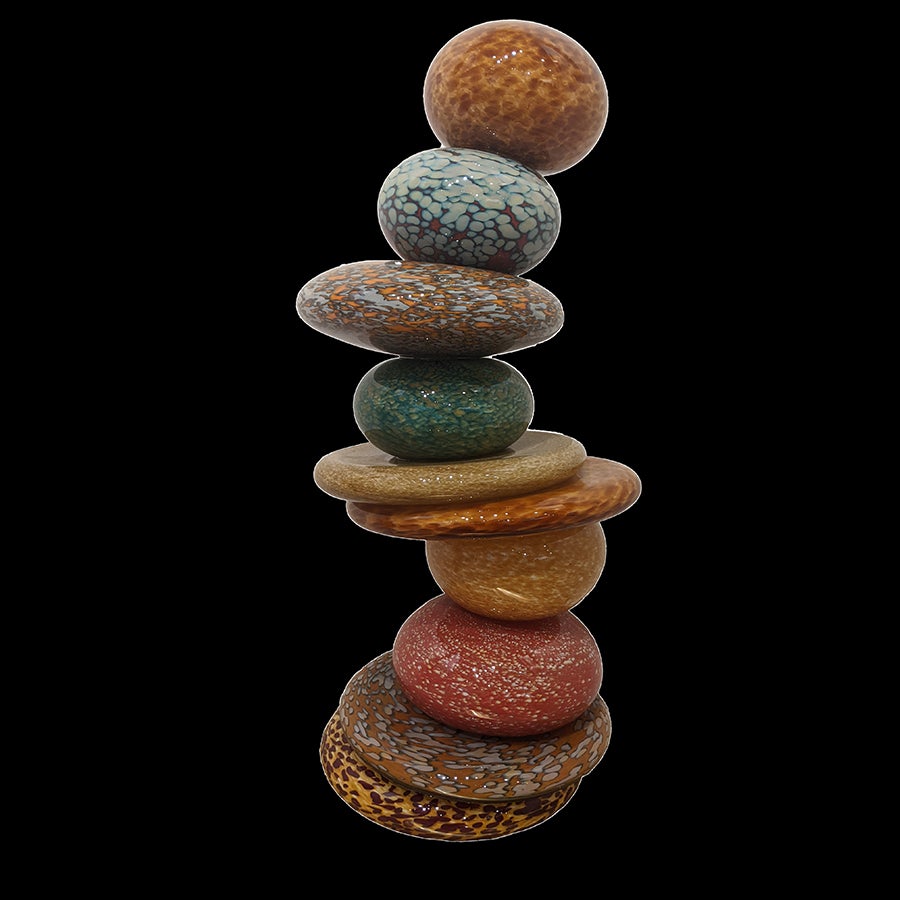 10-Stone-Earth-Amber-Pohacu-Cairn-Glass-Sculpture-Artist-Robert-Madvin