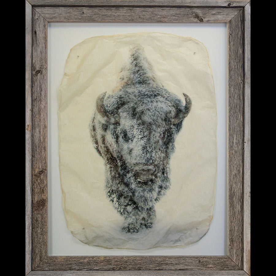Blizzard gampi photo print in black frame by artist Pete Zaluzec