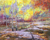 Early Snow original fall colors aspen forest painting by artist robert moore for sale