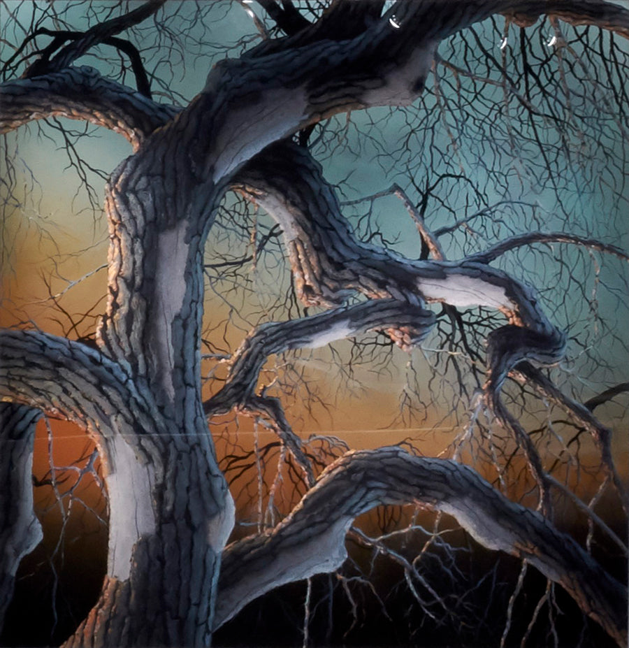 Shapeshifter, Perch of the Goddess Light original cottonwood painting by artist Christopher Owen Nelson
