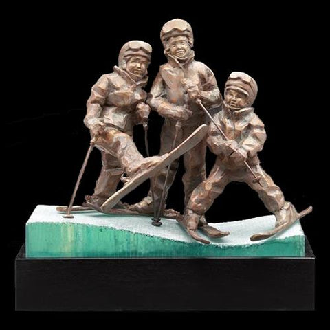 Artist-Clay-Enoch-Sculpture-Bronze-Glass-Skier-Religious-Art-Colorado