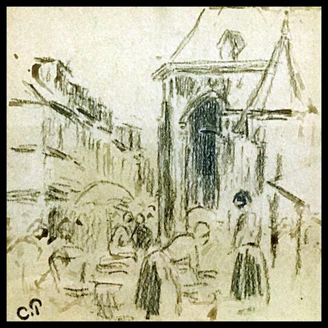 Original Sketch on Paper by French Impressionist Painter Camille Pissarro