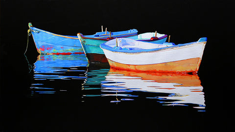 3 Painted Skiffs