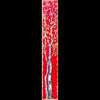 Alizarin-Tango-Rolinda-Stotts-bella-rotta-A vertical rectangular art featuring two stylized white trees with textured bark on a vivid red background
