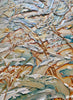 BREATH-OF-SKY-Artist-Pamela-Sukhum-Abstract artwork with swirling patterns in blue, gold, and white.
