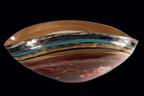 Canyon Walls Vessel Opaline and Gold with Turquoise Incalmo