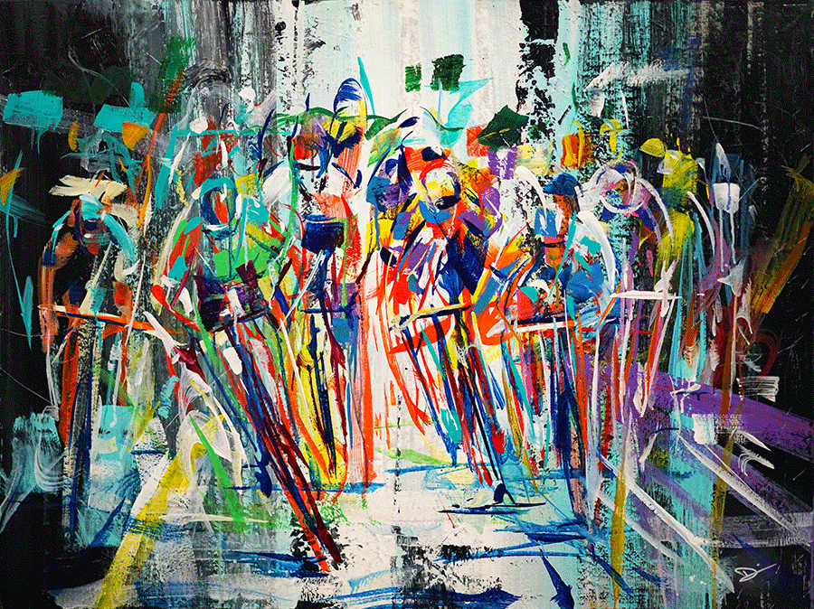 Climatic-david-gonzales-acrylic-painting-bicycle-race