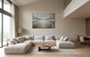 Eventide-mixed-media-wood-art-artist-Cie-Hoover-Textured landscape with mountains and a sun-in the center-contemporary-living-room