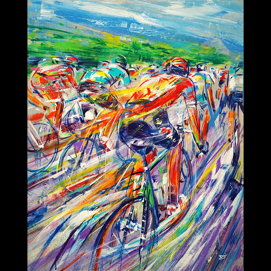 Expeditious-david-gonzales-acrylic-painting-bicycle-race