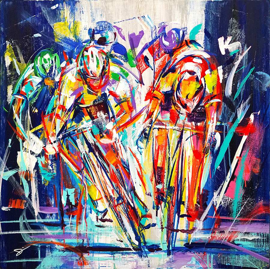Final-Countdown-david-gonzales-acrylic-painting-bicycle-race