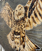 Free-to-Roam-Eagle-detail-mixed-media-wood-art-artist-Cie-Hoover-Wooden carving of an eagle with detailed feathers on a textured background