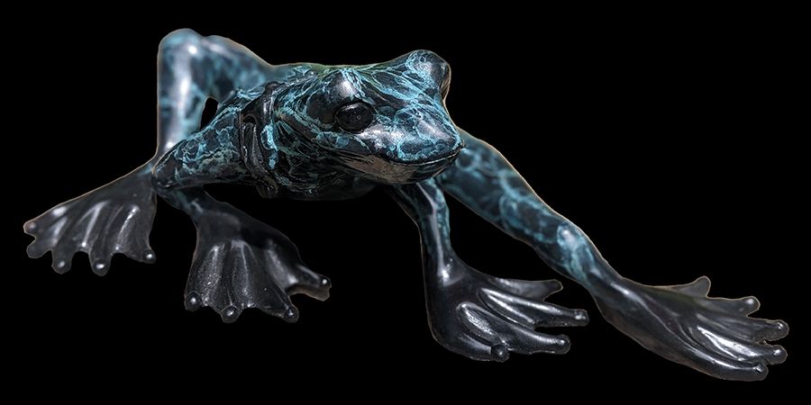 Froggie-Day-bronze-sculpture-frog-artist-Marty-Goldstein