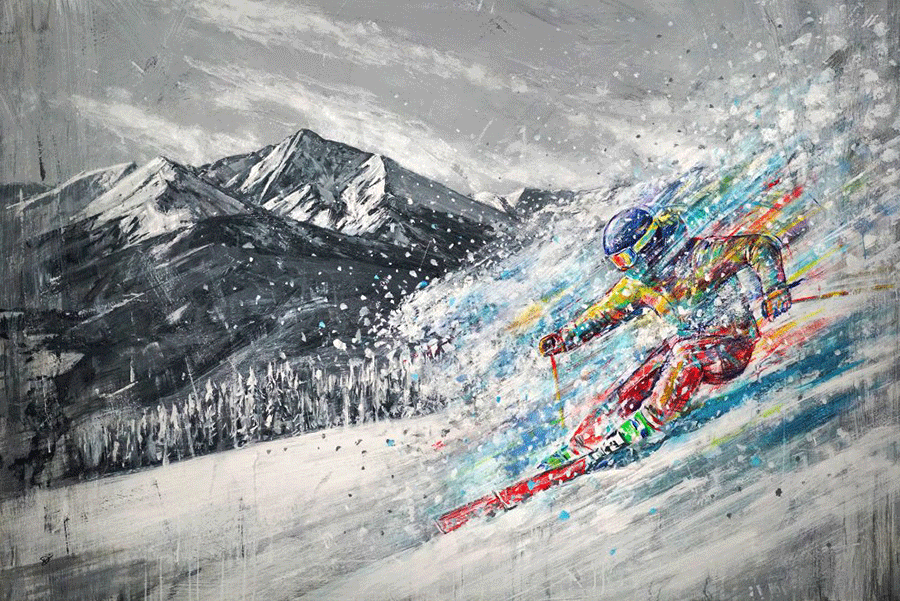 Holy-Thrill-david-gonzales-acrylic-painting-skier