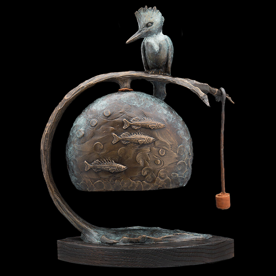Kingfisher Song Bell bronze artist James Moore 