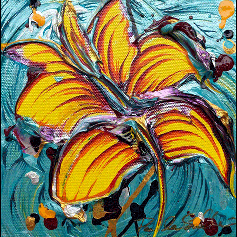 Turquoise Bloom Mini Painting