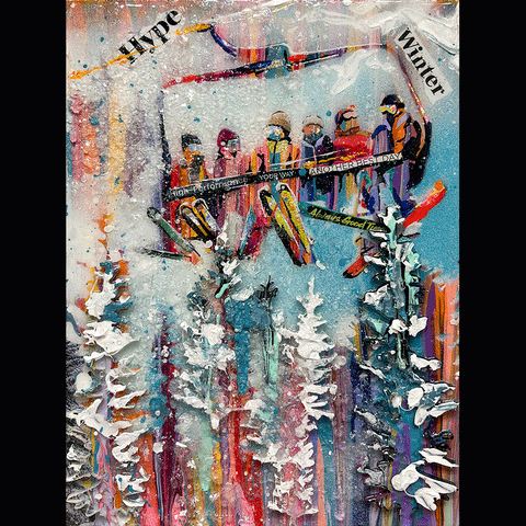 Minature Series - 2W13086 - Skiers on Chair Lift