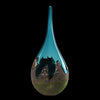 Mountain-Vista-Spire-jared-and-nicole-davis-blown-glass-Teal glass vase with a reflective surface