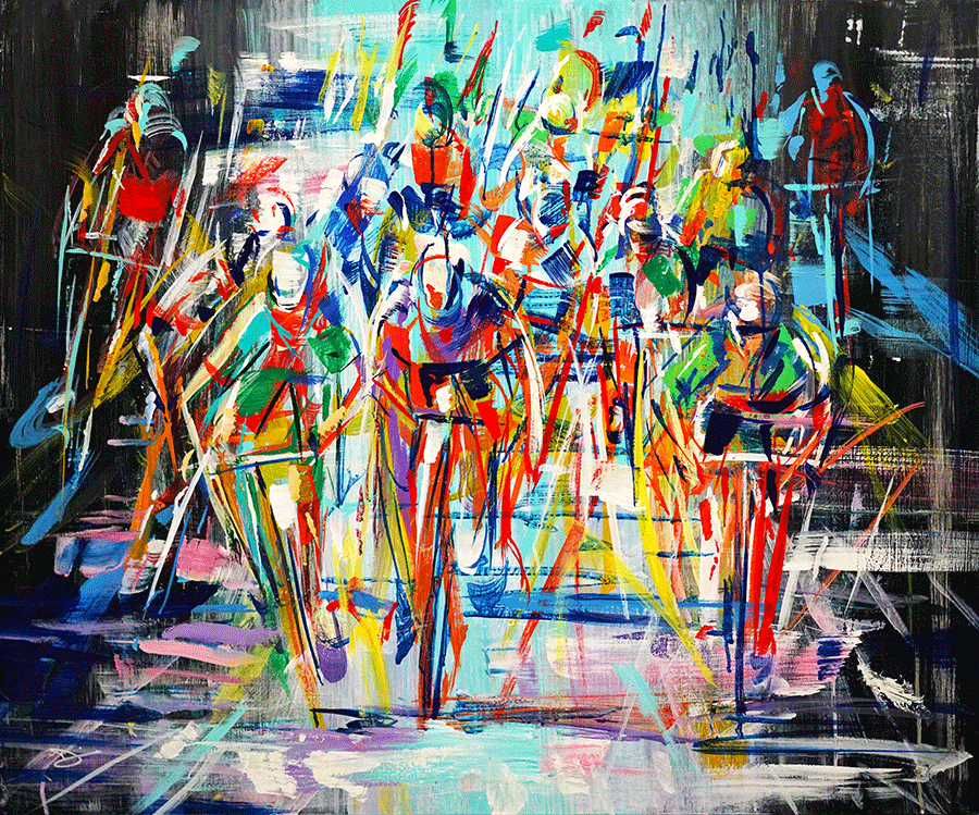 Thunder-david-gonzales-acrylic-painting-bicycle-race