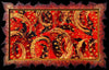 WILD-HEART-OF-THE-MOUNTAINS_-Artist-Pamela-Sukhum-Abstract artwork with swirling patterns in red, gold, and black on a dark background.