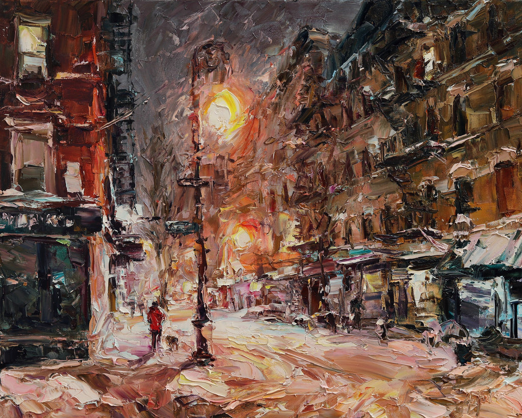 Artist Lyudmila Agrich Snow Soho New York City Original Painting for Sale