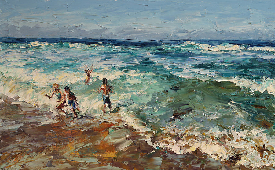 Summer Joy-Lyudmila-Agrich-oil-painting-beach-ocean-palette-knife-impressionist