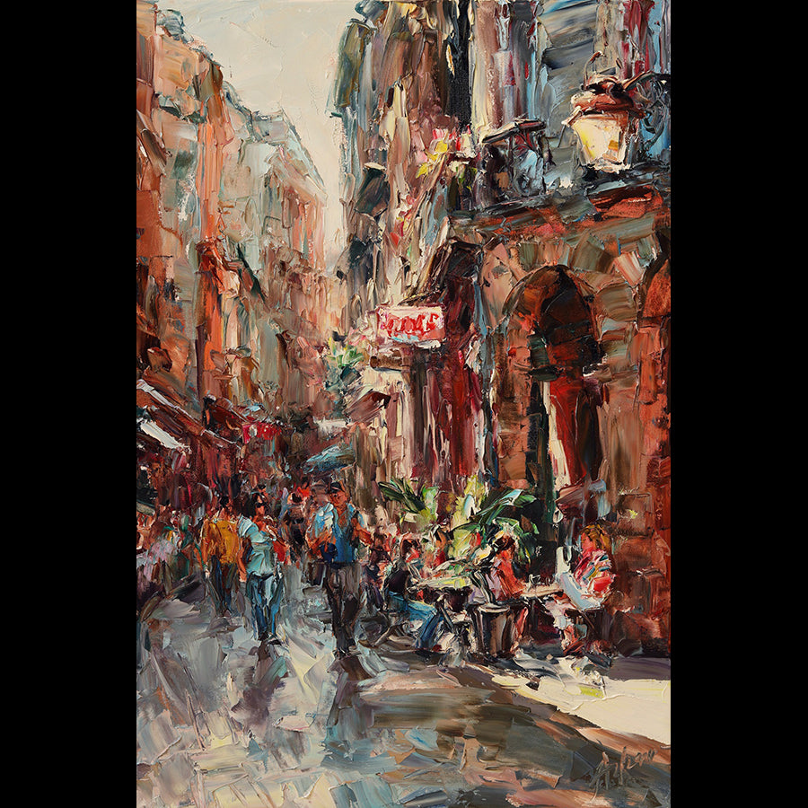 Roman-Holiday=Lyudmila-Agrich-oil-painting-cityscape-palette-knife-impressionist