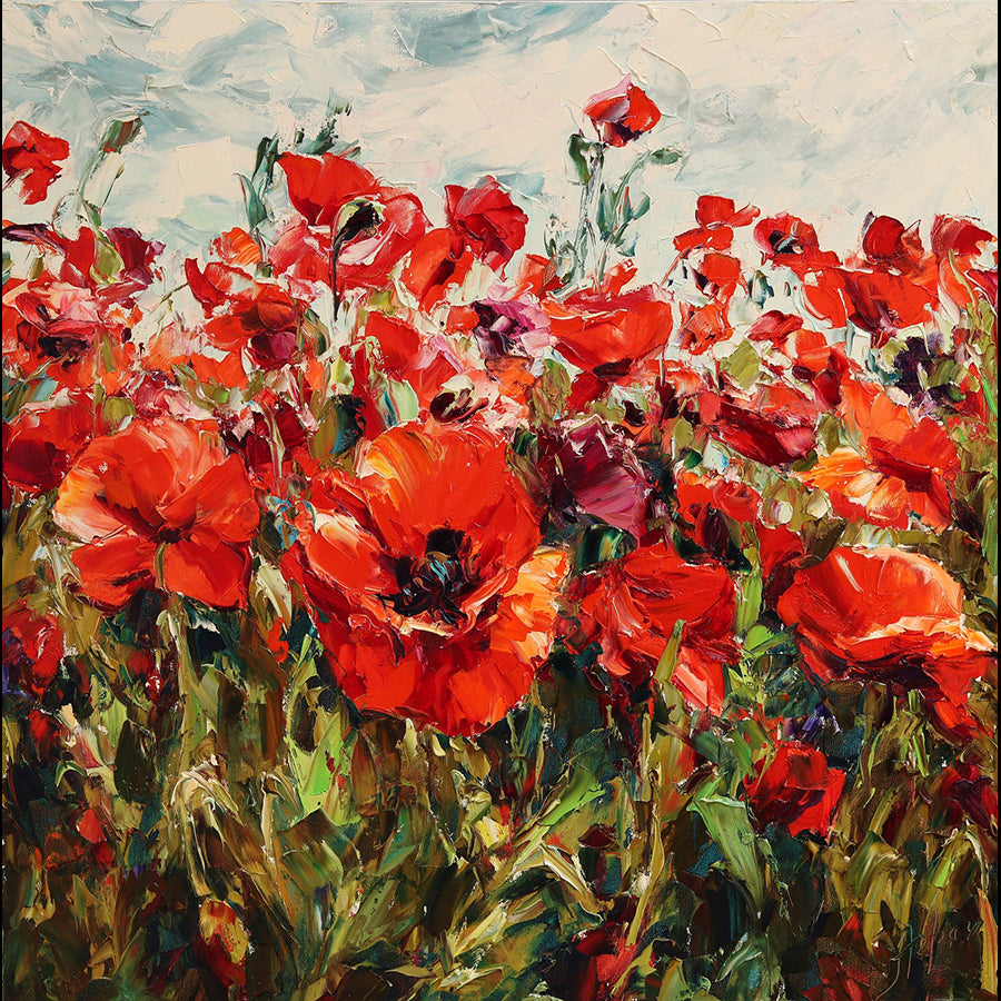 Happy=Poppies-Lyudmila-Agrich-oil-painting-flowers-palette-knife-impressionist