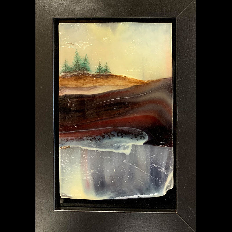 A Cool Morning original glass fired powdered painting by Colorado artist Gary Vigen