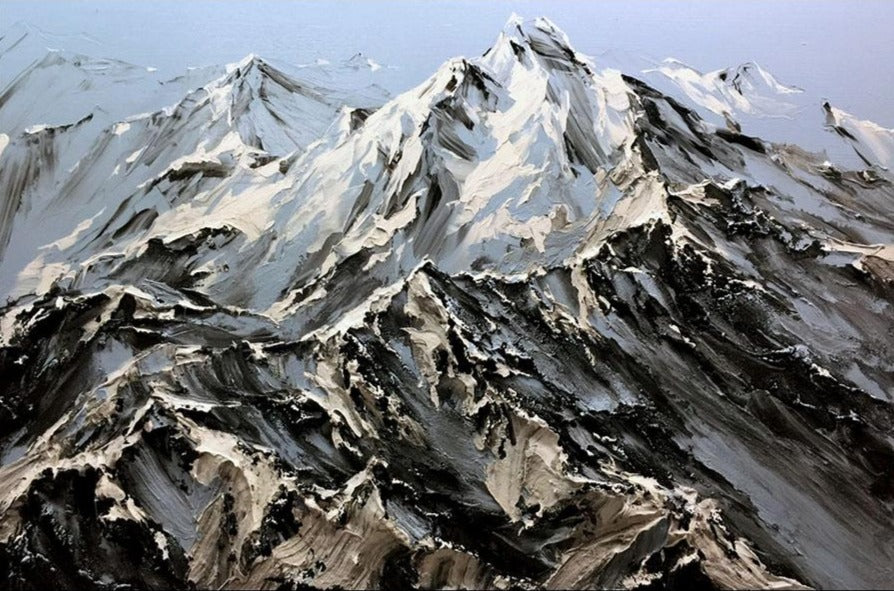 Alpine Glory original mountain landscape painting by artist Barak Rozenvain