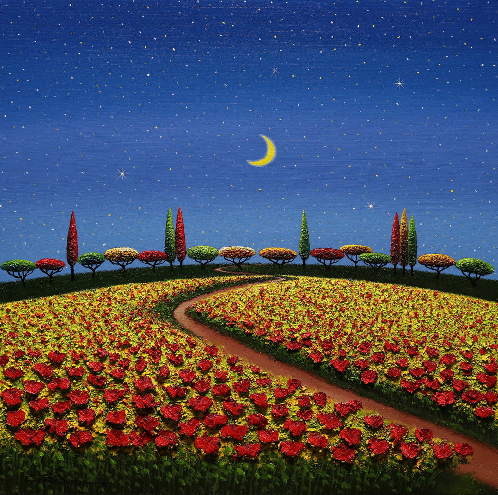 artist mario jung moon flowers painting original art for sale