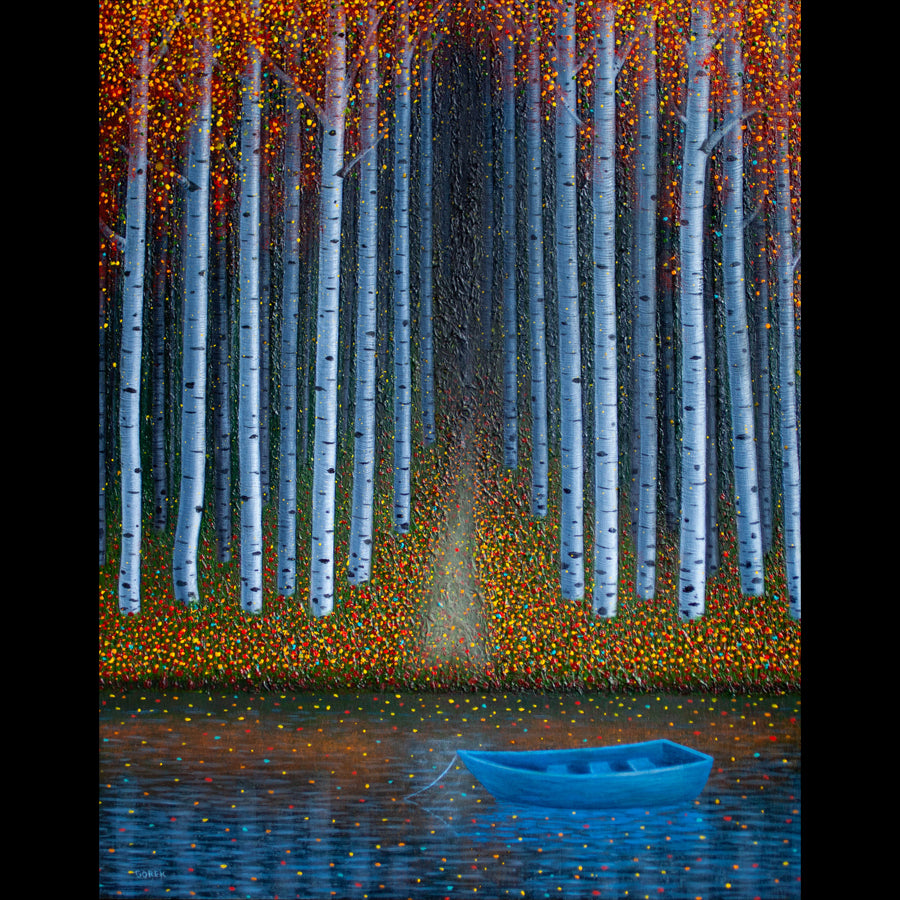 Artist Thane Gorek Boat Aspen Tree Water Art