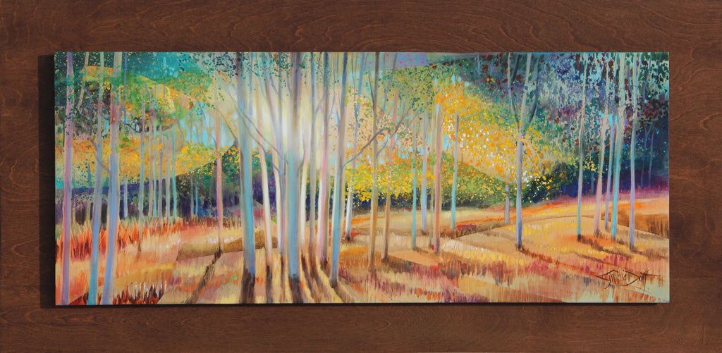 Cynthia Original Painting on Wood of Aspens: Aspen Radiance