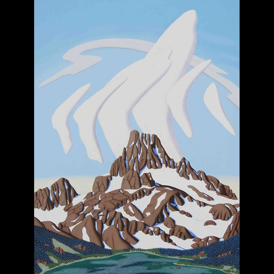 Banner Peak Sierra Nevada Range original oil on panel landscape mountain painting by Denver Colorado artist Tracy Felix