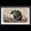 Bear Behind photo on gampi in black frame created by artist Pete Zaluzec