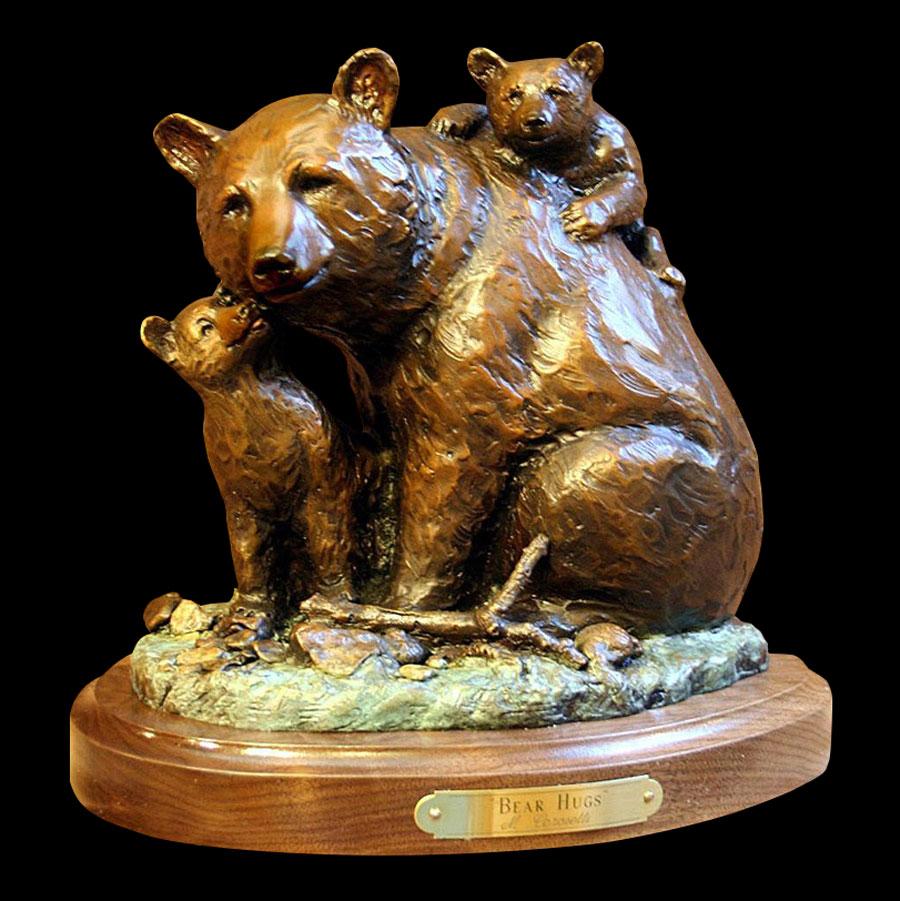 Bear Hugs bronze sculpture by artist Marianne Caroselli
