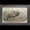 Bugling elk wildlife gampi photo print by artist Pete Zaluzec in barnwood frame