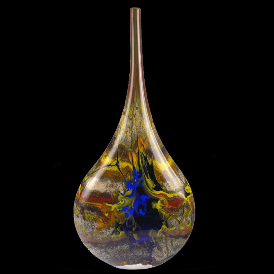 Canyon walls cobalt spire original hand blown glass created by Crawford Colorado artist Jared and Nichole Davis North Rim Studio