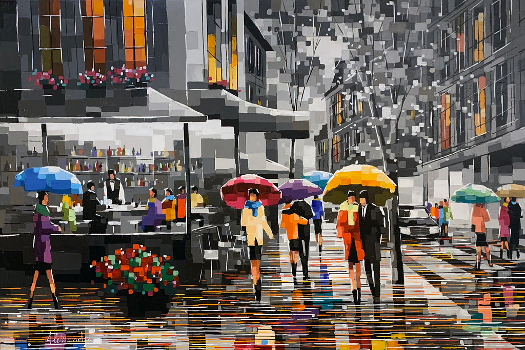 City Of Love original acrylic on canvas painting by artist Aleksandra Rozenvain