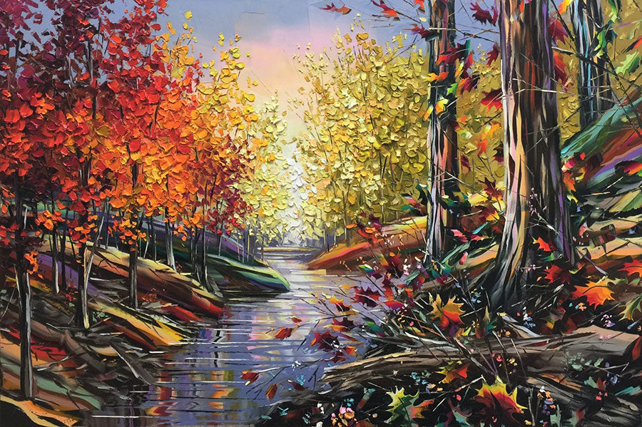 Colorful Horizon original landscape oil painting by artist Michael Rozenvain
