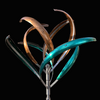 Counter Revolving Iris Bronze Teal kinetic wind sculpture artist Mark White