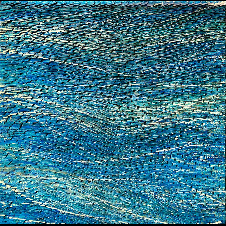Crystal Cove 1 Pat McNabb  Martin cut canvas acrylic teal blue