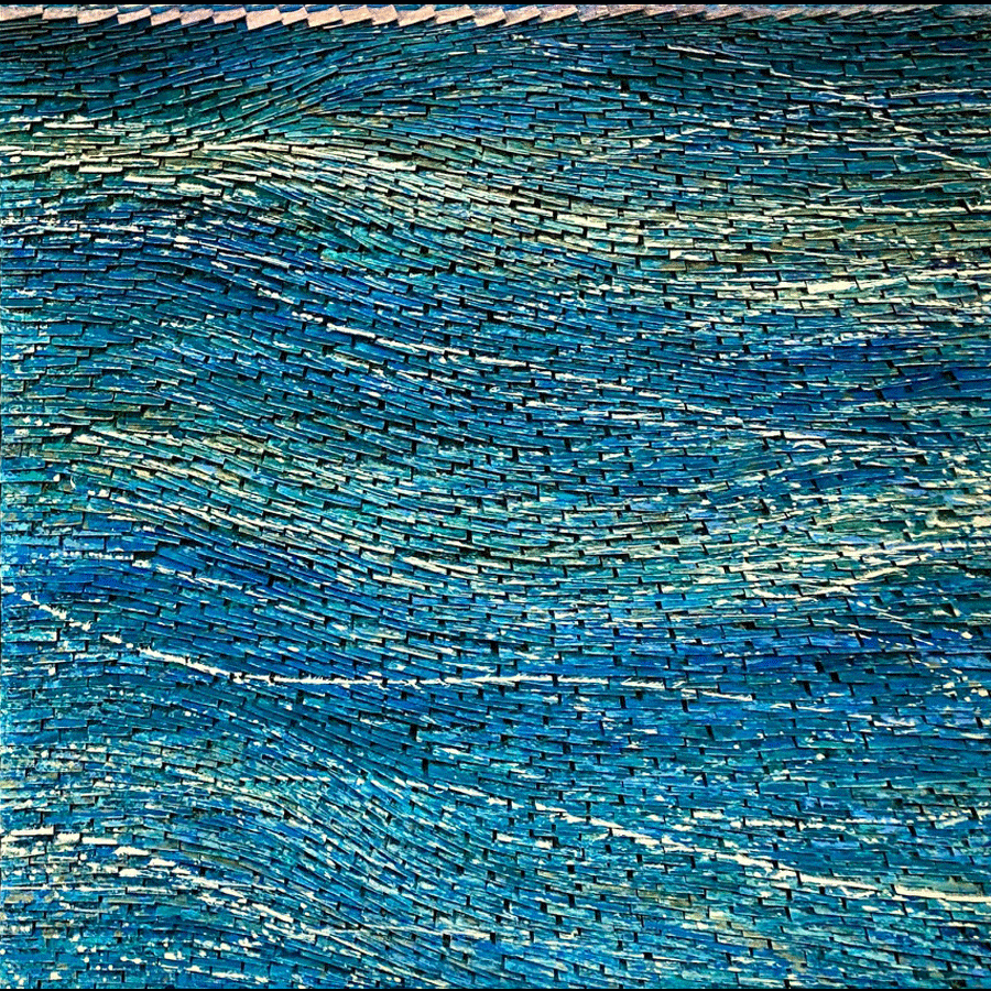Crystal Cove 2 Pat McNabb  Martin cut canvas acrylic teal blue
