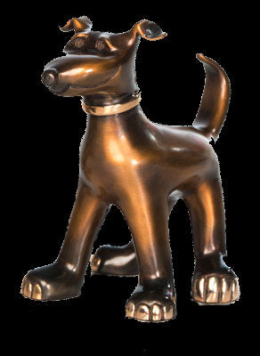 Dexter Harvey Dog bronze sculpture by artist Marty Goldstein