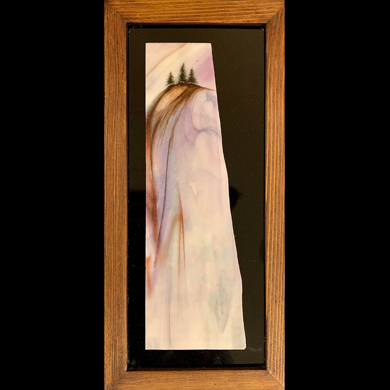 Drama on the Edge original glass fired powder painting colorado artist Gary Vigen
