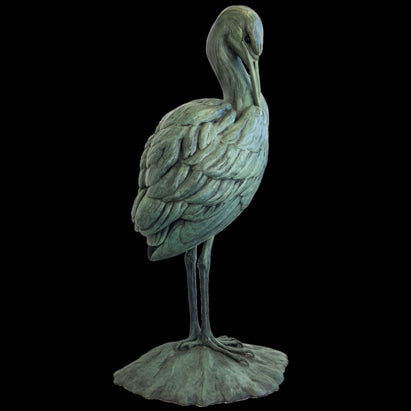 Egret Bronze Avian Realism Sculpture by Gampi Artist Pete Zaluzec