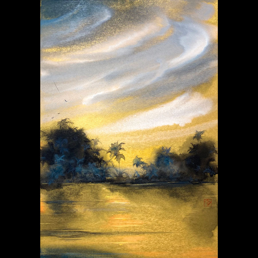 Evening Reverie arizona painting gold artist Kay Stratman for sale